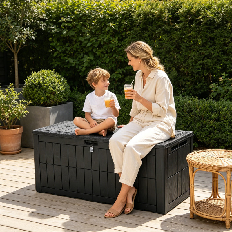 Boîte de rangement en résine avec serrure à combinaison 110 gallons Edrosie Inc, 110, Dark Grey