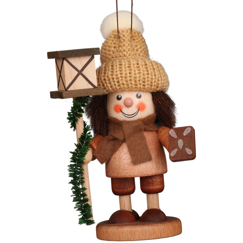 5'' Handmade Wood Hanging Figurine Ornament