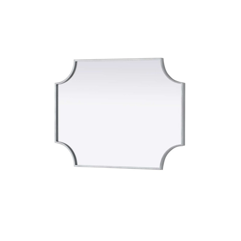 Notched Metal Mirror 22x30 inch in Silver, Silver, 30" x 22"