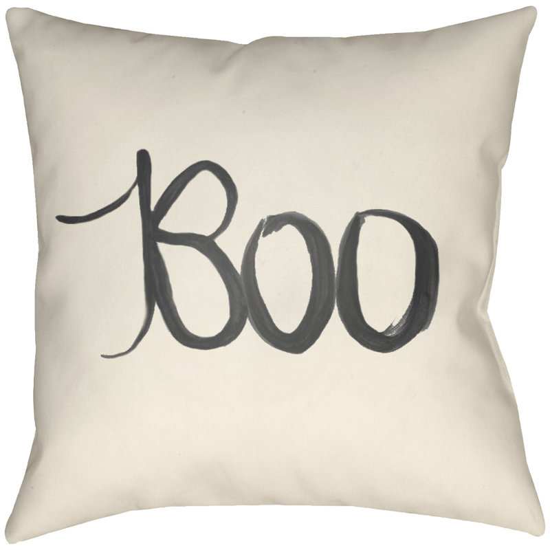 Lodge Cabin Boo Reversible Throw Pillow, 16" H x 16" W