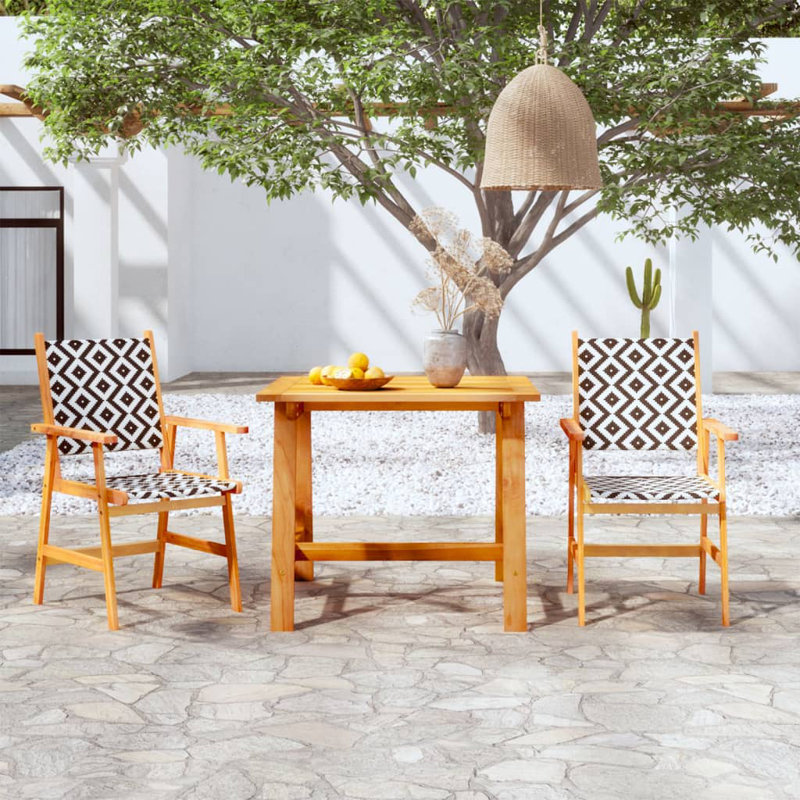 Margr 2 - Person Acacia Patio Dining Set with Square Table