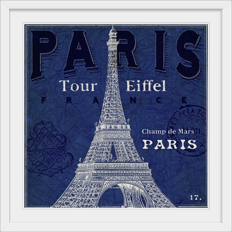 « blueprint tour eiffel » par sue schlabach, impression, H 38 po x l 38 po x P 1 po, Cadre blanc