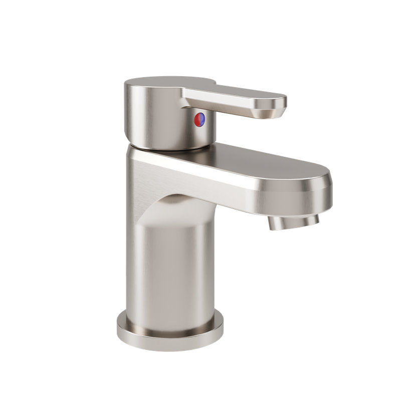 Robinet de lavabo pour salle de bain à poignée simple avec drain Pop, Nickel satiné