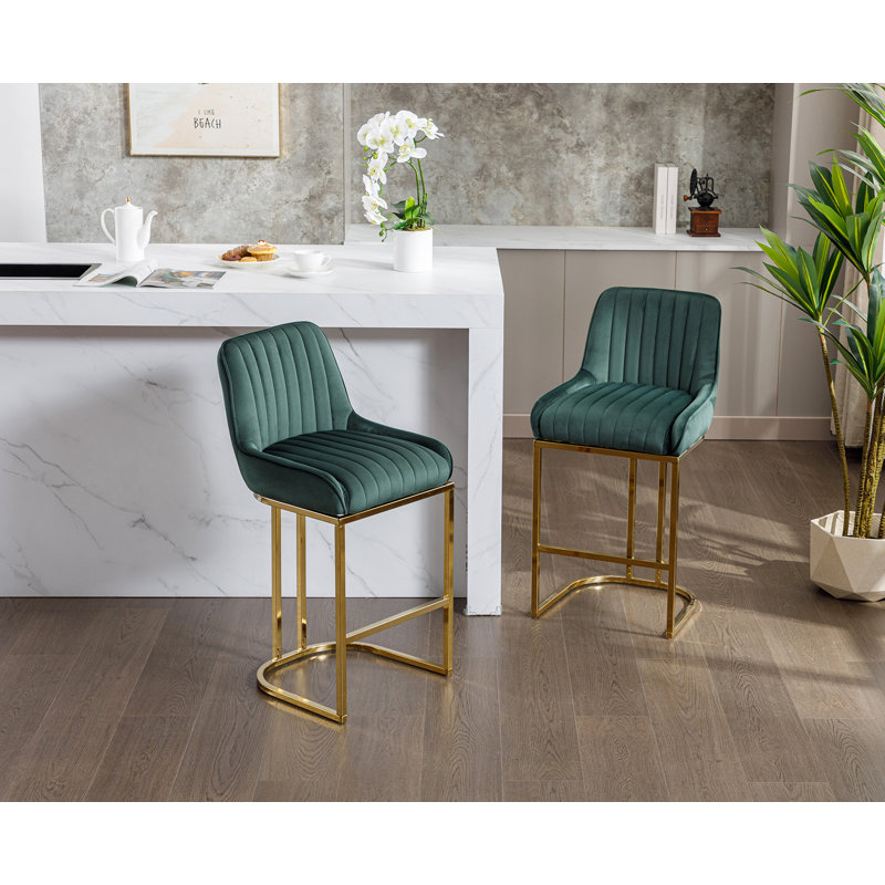 Besik Counter Stool with Metal Frame, Green