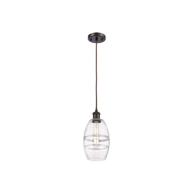 Luminaire suspendu 1 lumière Absalat, H 8,13 po x l 5,88 po x P 5,88 po, Transparent, Bronze huilé