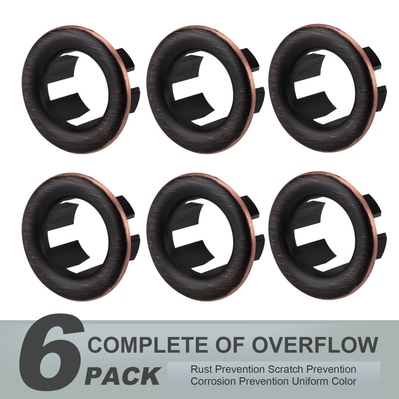 6Pcs Overflow Ring, Bathroom Sink Hole Trim Cover In Polished Chrome, Oil Rubbed Bronze