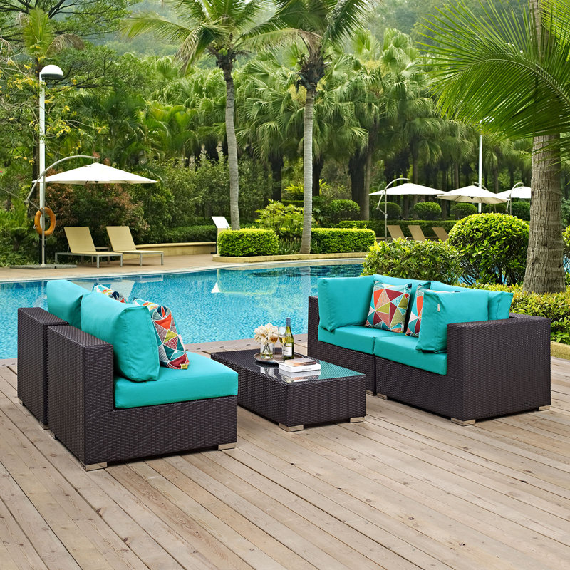 Ensemble modulaire d'extérieur 5 pièces Convene, Turquoise