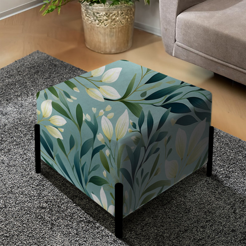 Oceanic Foliage Botanical Pattern I - Tropical Square Ottoman