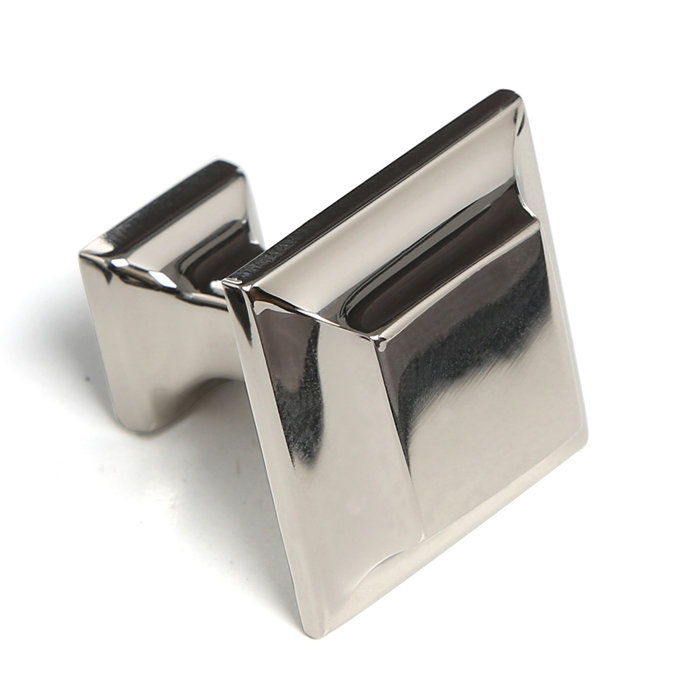 Millenium Square Knob, Polished Nickel, 1" H x 1" W x 1" D