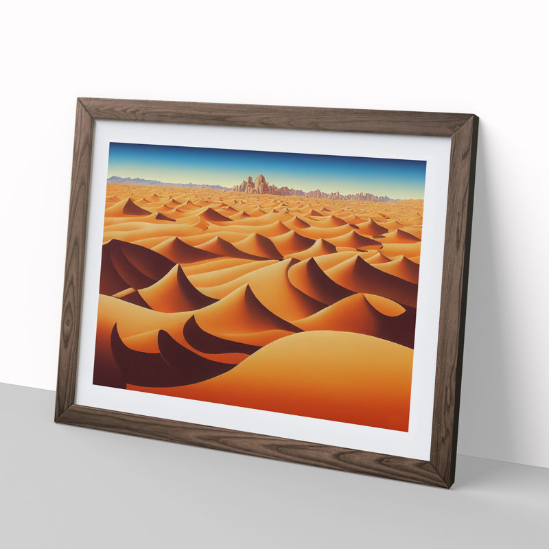 Desert Sand Dunes Vol.3 - Single Picture Frame Print, 34cm H x 46cm W, Walnut