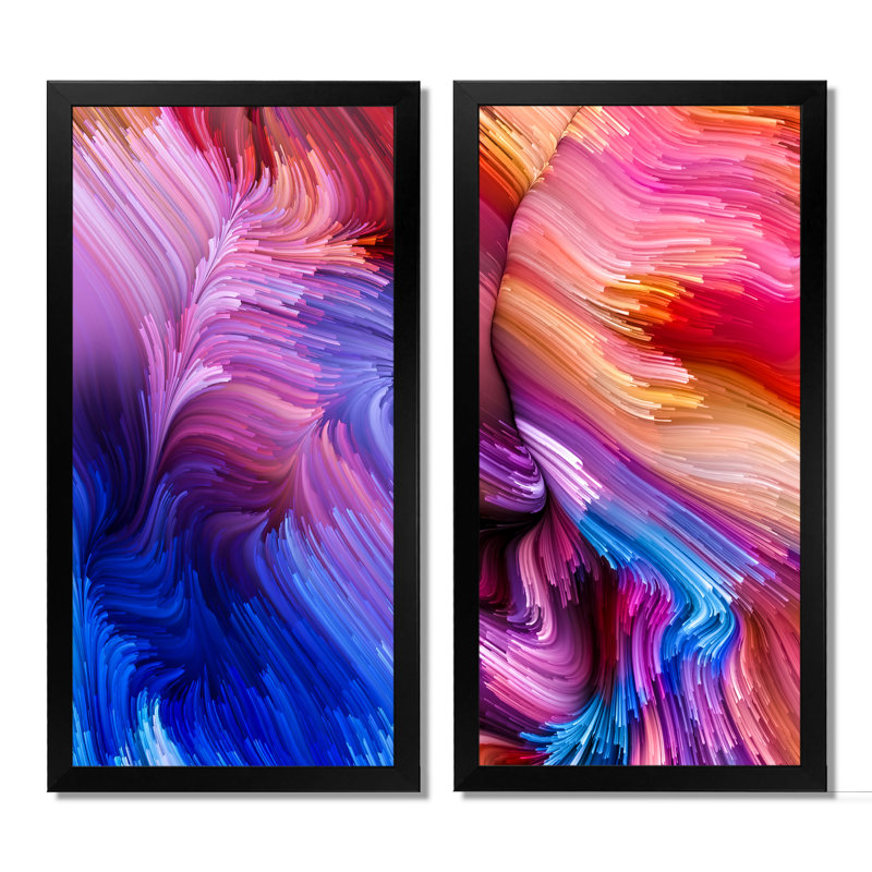 Ensemble de 2 reproductions d'art sur toile - Elegance of liquide Art X III, H 20 po x l 24 po x P 1 po, Cadre photo noir