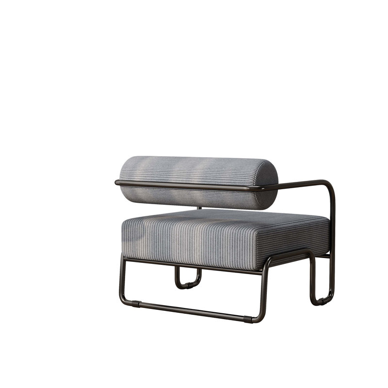 Fauteuil de salon en fer, gris, Velours côtelé gris
