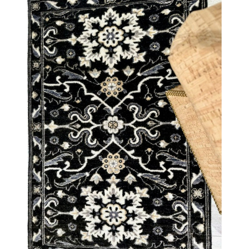 Tiny Knots Wool Southwestern Area Rug in Reverie Black