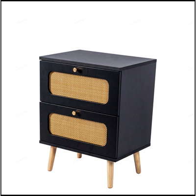 Handcrafted Rattan Nightstand with Dual Drawers, Combining Natural Beauty and Practical Storage for Any Room