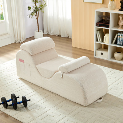 68" Multi-functional Chaise Lounge Chair - 5-color Corduroy Yoga/reading/relax Chair With Headrest, Footrest & Side Pockets, 300lbs Capacity (29"h X 2 by Wrought Studio