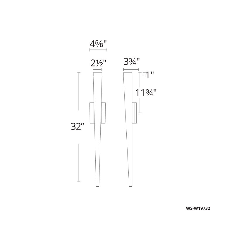 Staff 1 - Light LED Outdoor Armed Sconce, Black, 32" H x 4.625" W x 3.75" D
