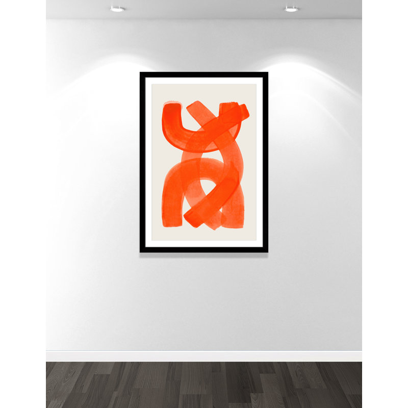 «Orange Strokes Print» par Haniff, L 35 po x H 49 po, Imprimé mat, Satin Black
