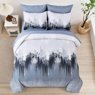 Ensemble d'édredon 7 pièces, ensemble de literie en microfibre dégradé coloré