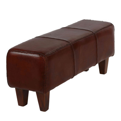 Grand banc Morgan en cuir véritable 100% brun