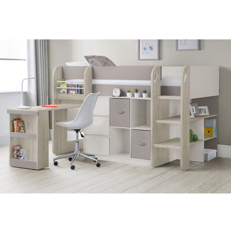 Fia 90 X 190cm Mid Sleepers with Storage Included, Taupe/White