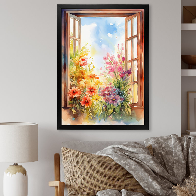Fenêtre Mayling de fleurs florales IV, Cadre photo noir, H 20 po x l 12 po x P 1 po