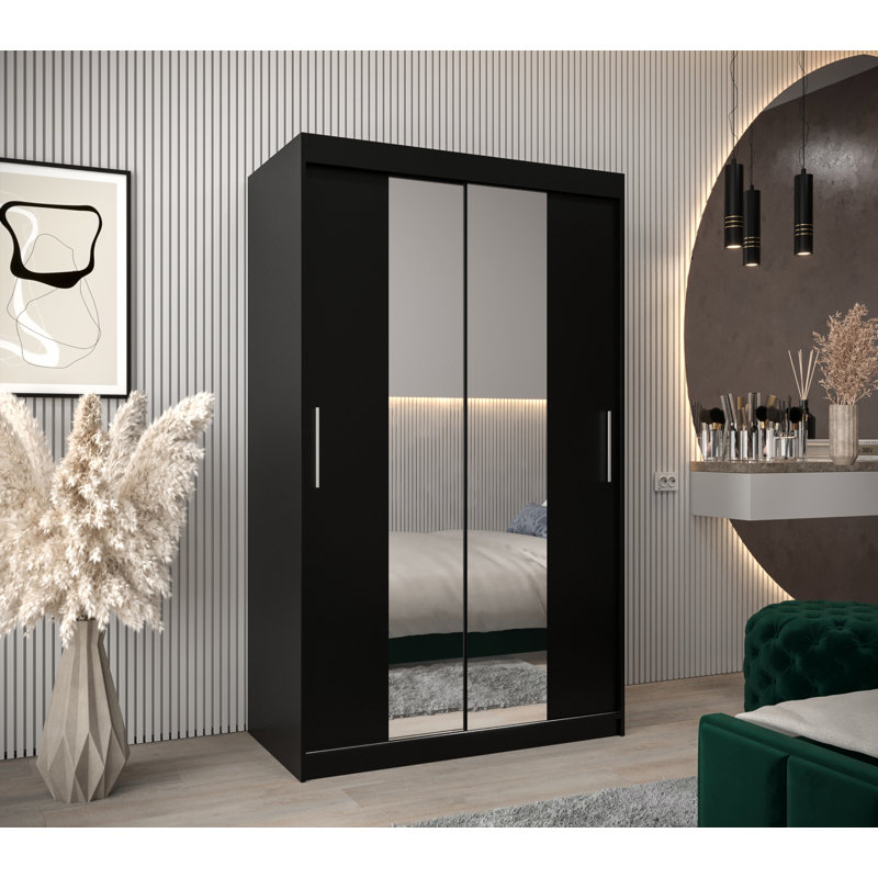 Alfon 2 Door Manufactured Wood Wardrobe, Black matt