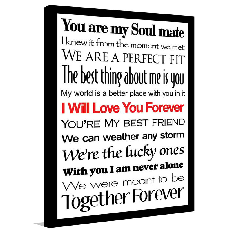 «I Will Love You Forever II», reproduction d'art textuelle encadrée, H 25,5 po x l 19,5 po x P 1 po