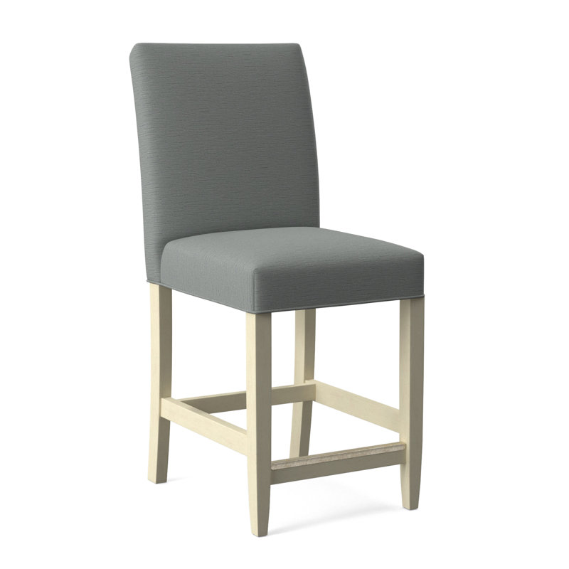 Manhattan Upholstered Stool with Solid Wood Frame, Bisque Finish, White Performance Fabric; 0851-94