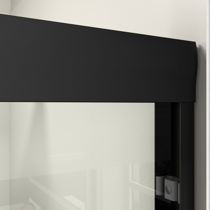 44-48 In. W X 72 In. H Double Sliding Shower Door, Semi-Frameless Bathroom Sliding Door With 1/4" (6Mm) Tempered Glass For Walk-In Shower, Matte Black CM-24D03-48MBX