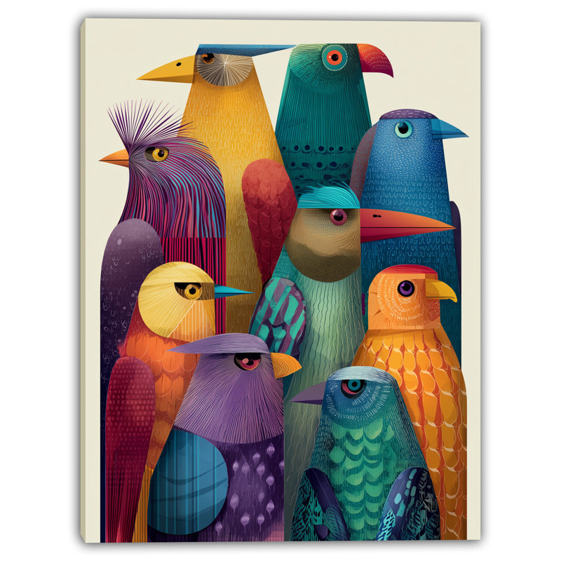 «Colorful Bird Medley I», art mural sur toile tendue, H 16 po x l 24 po