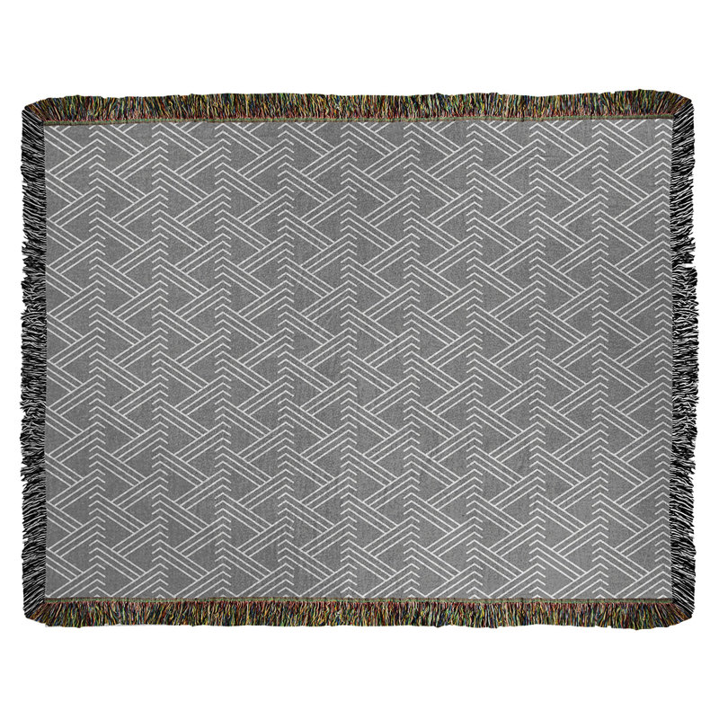 Couverture en coton tissé zigzag classique, L 37 po x L 52 po, Gris