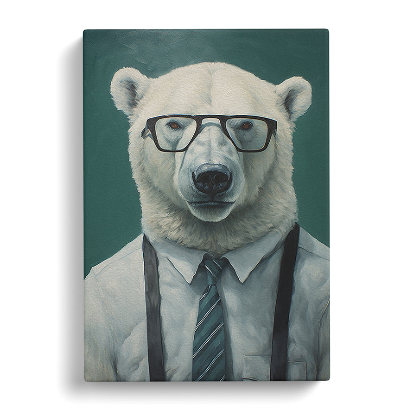 Polar Bear With Glasses Painting No.3 - No Frame Print, 76cm H x 50cm W x 3cm D