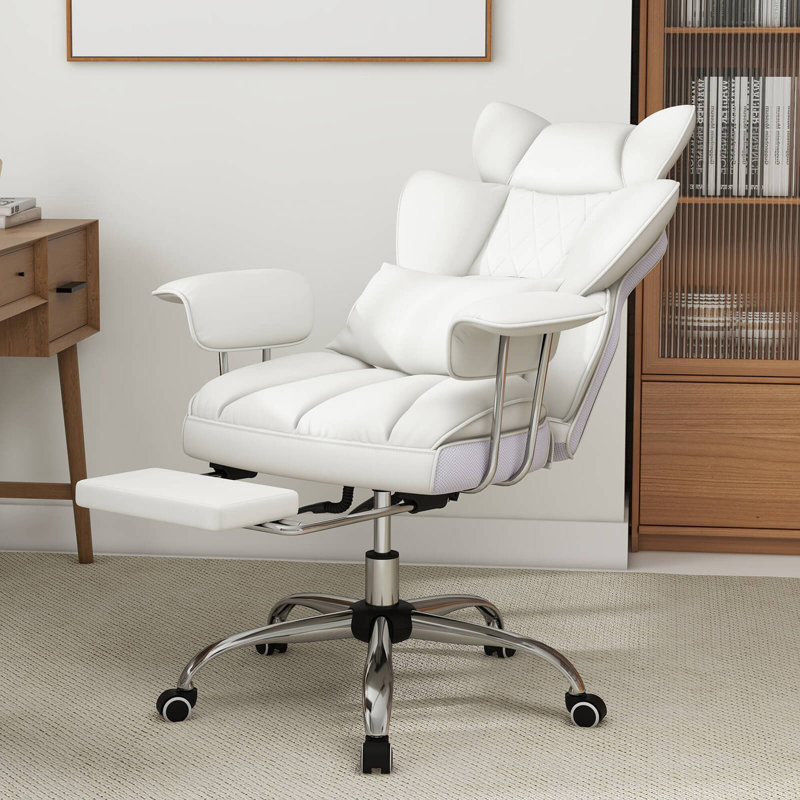 Chaise de bureau avec appui-tête Nobert, Blanc