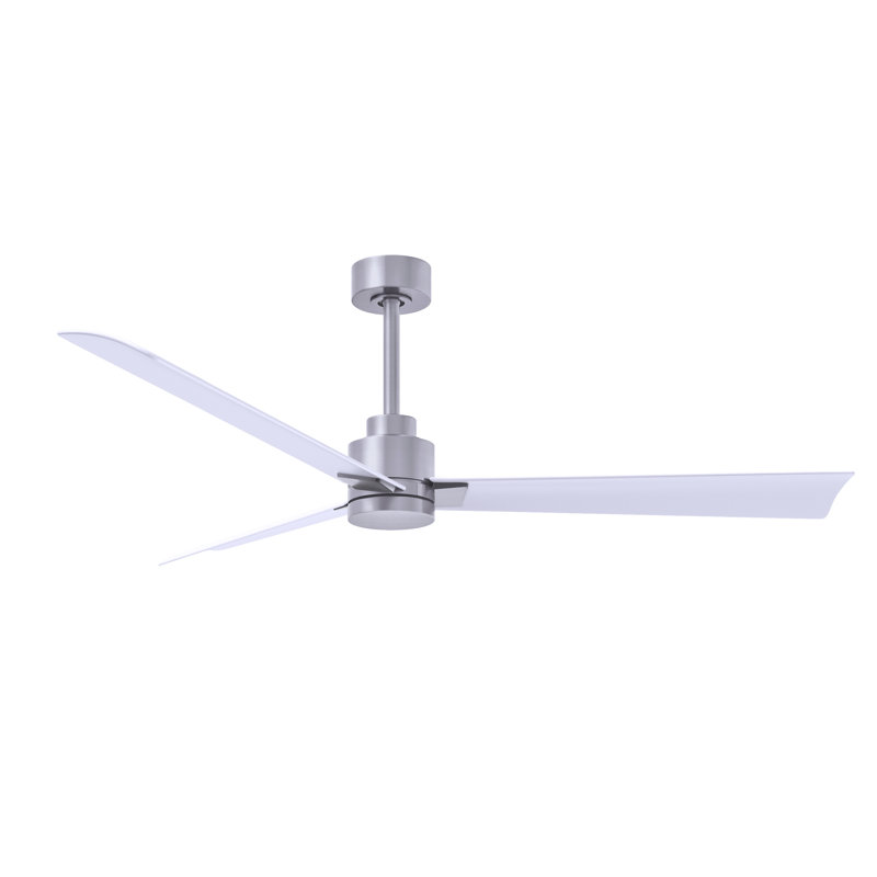Alessandra Outdoor Downrod Ceiling Fan, Matte White, Brushed Nickel