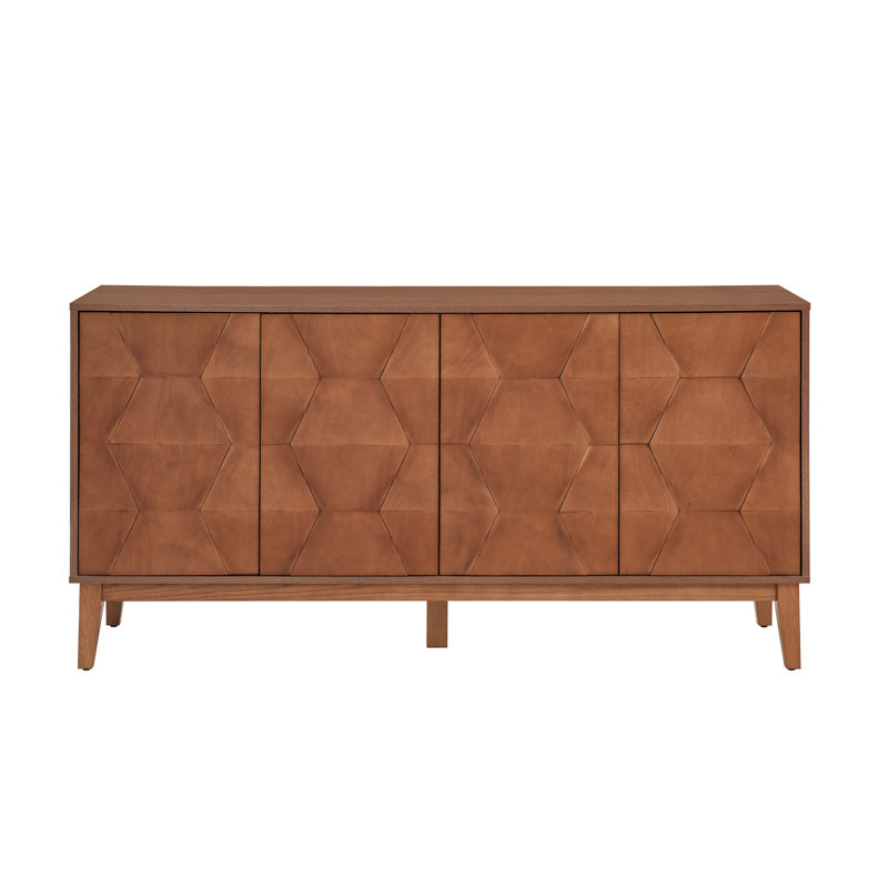 Buffet Mid-Century avec pieds en bois massif, Brun