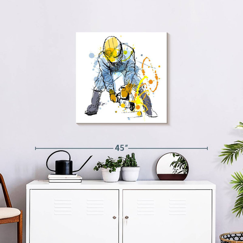Leisha Construction Worker In Action, 24" H x 24" W