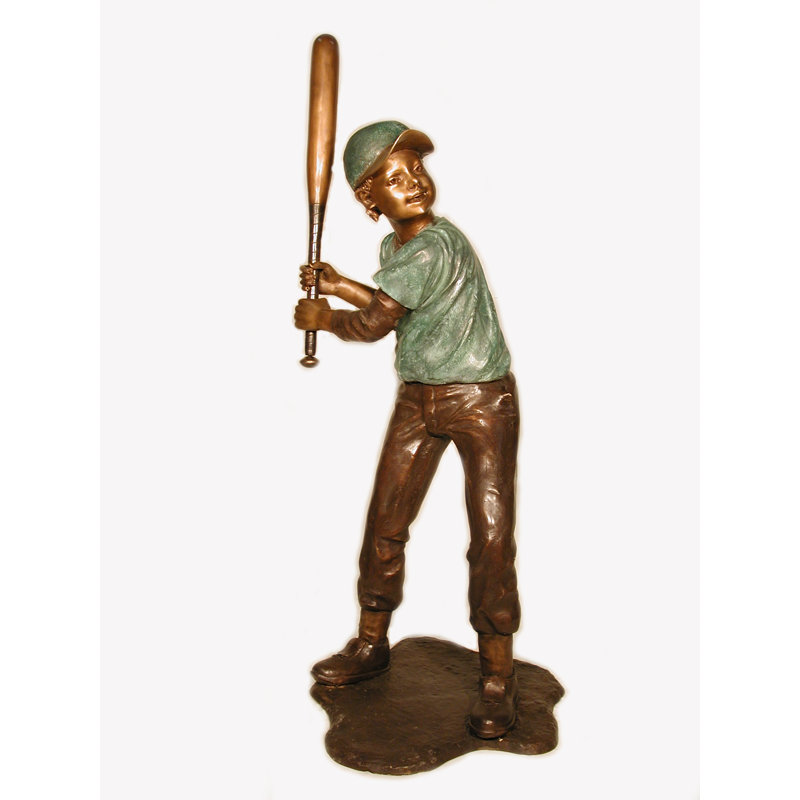 Statue balle de baseball garçon qui frappe