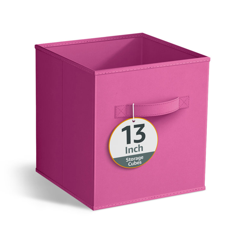 13" Large Foldable Storage Cubes with Handles 1 Piece, Pink, Pink