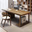 Bureau de direction rectangulaire en bois massif avec tiroirs Walnut-1233688260