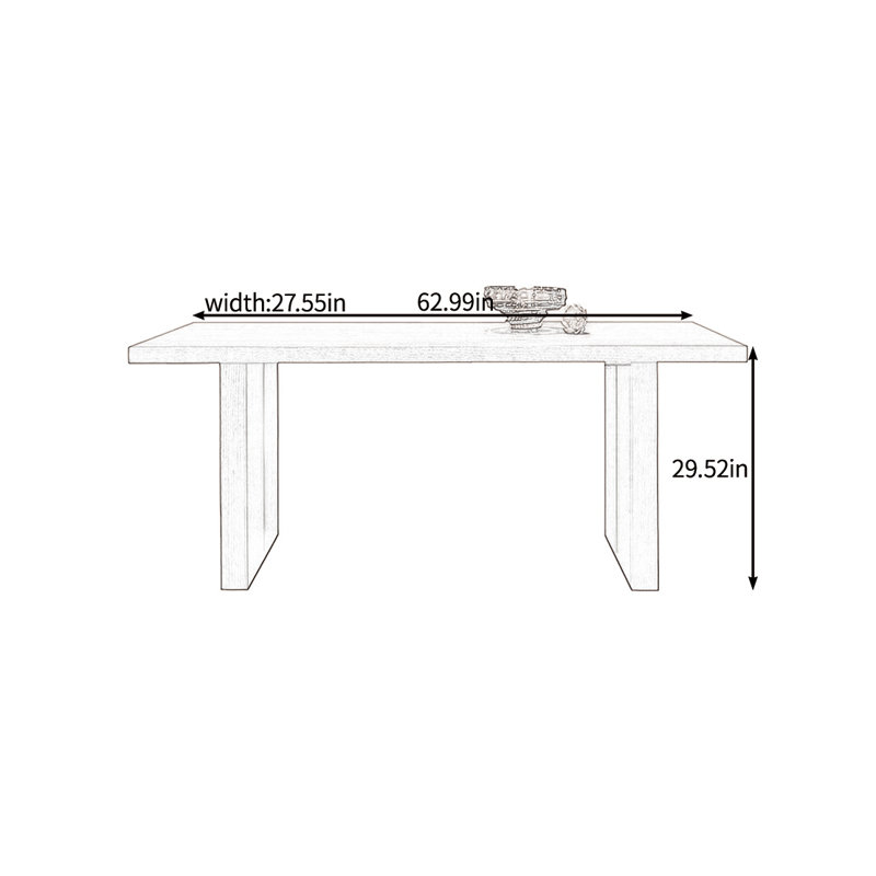 Solid wood thick dining table, 29.52"H x 62.99"L x 27.55"W
