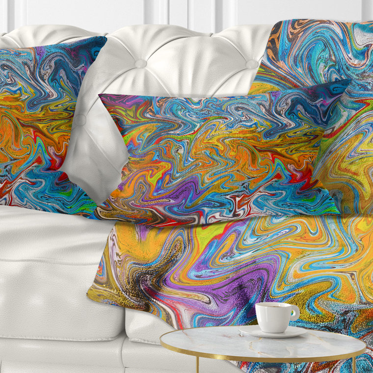 Fractal Flowing Colors - Coussin décoratif à imprimé abstrait