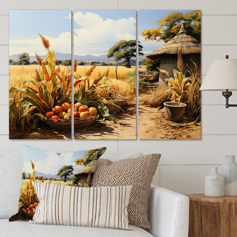 «African Harvest Abundance I», reproduction sur toile 3 pièces, H 32 po x l 48 po x P 1 po