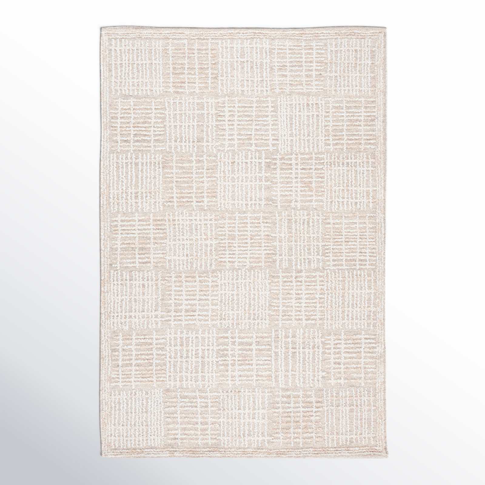 Arwen Geometric Hand Tufted Wool/Cotton Area Rug in Light Brown/Ivory, Rectangle 5' x 8'