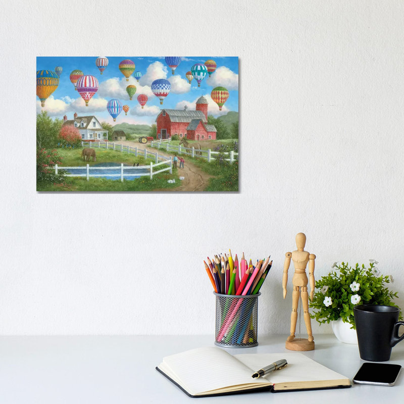 The Balloon Travelers by Dennis Lewan - Wrapped Canvas Painting, 20.32 cm H x 30.48 cm W