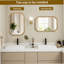 Miroir de coin arrondi en bois massif brun jaunâtre, pour rehausser le décor de n'importe quelle pièce et ajouter une touche d'élégance-603644779-751543236