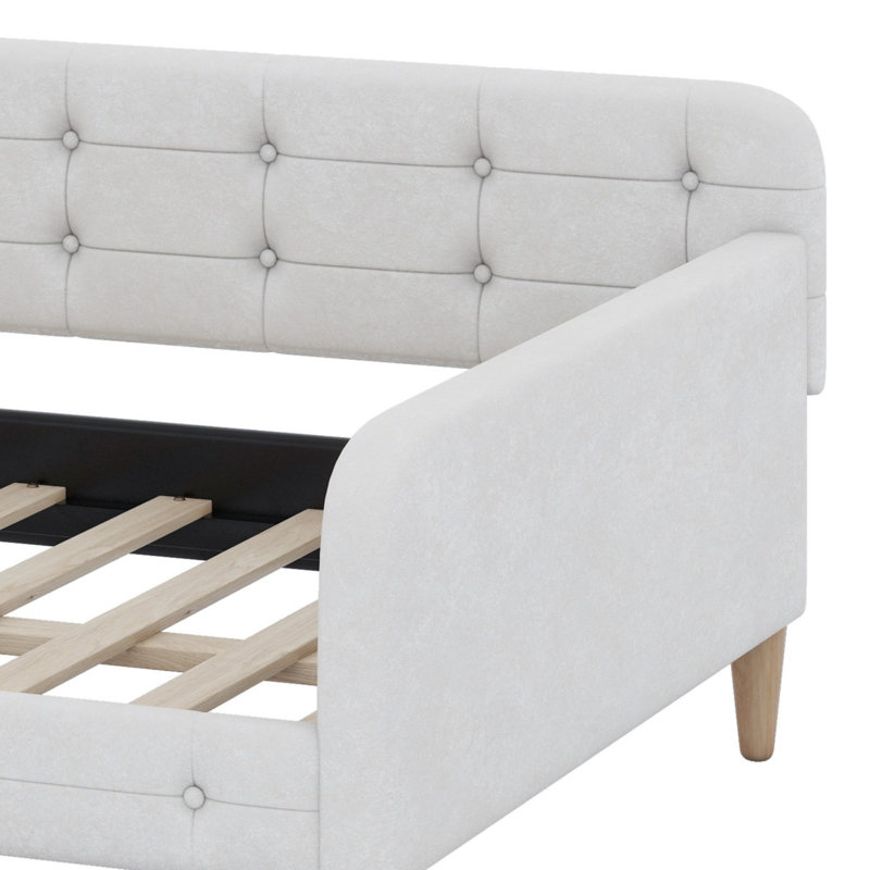 Lit de jour rembourré avec 4 pieds de soutien, Beige