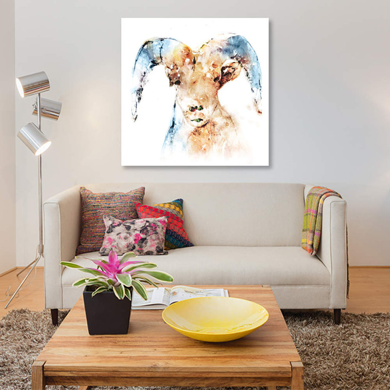 « watercolour mev », reproduction sur toile, H 37 po x l 37 po x P 1,5 po, Toile tendue, Pas de tapis