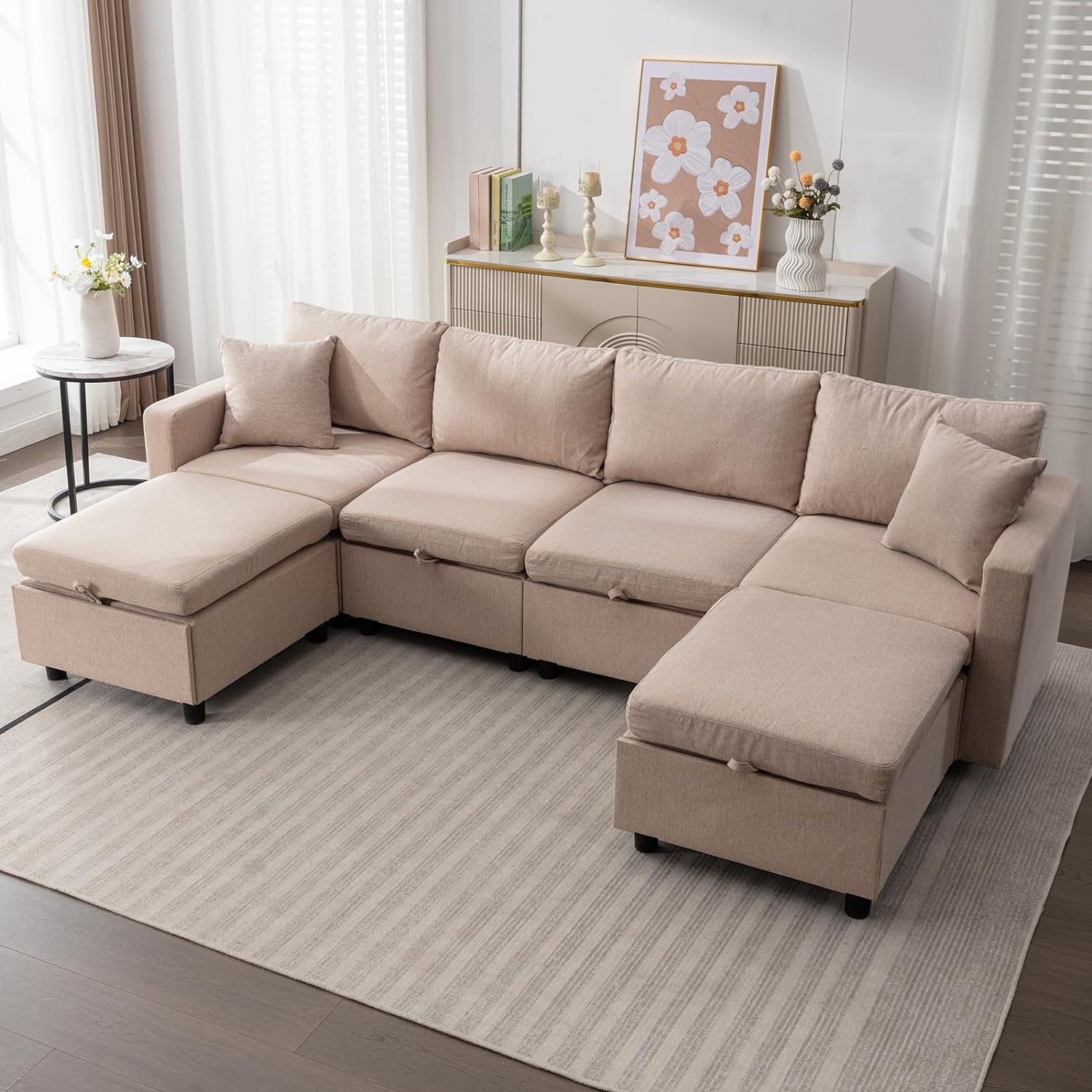 Latitude Run® U Shaped Sectional Sofa Convertible Couch Bed Modern Sofa