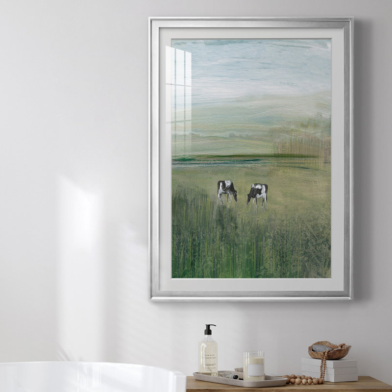 32_Out To Pasture II, reproduction encadrée de qualité supérieure - prête à être accrochée, Cadre argenté