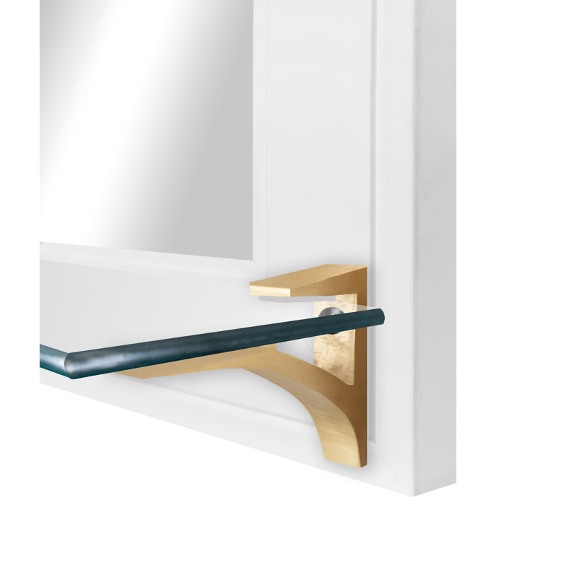 Kridia Flat Wall Mirror, Vertical, Gallery White/Brass, 25.5" H x 21.5" W